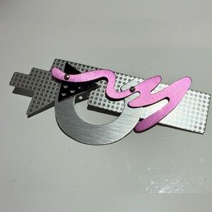 Vintage 90s Pink and Silver Statement Pin
